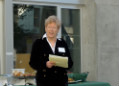 Chair Sandra Faber presents the "year in review" at our annual Fall Welcome Reception.  